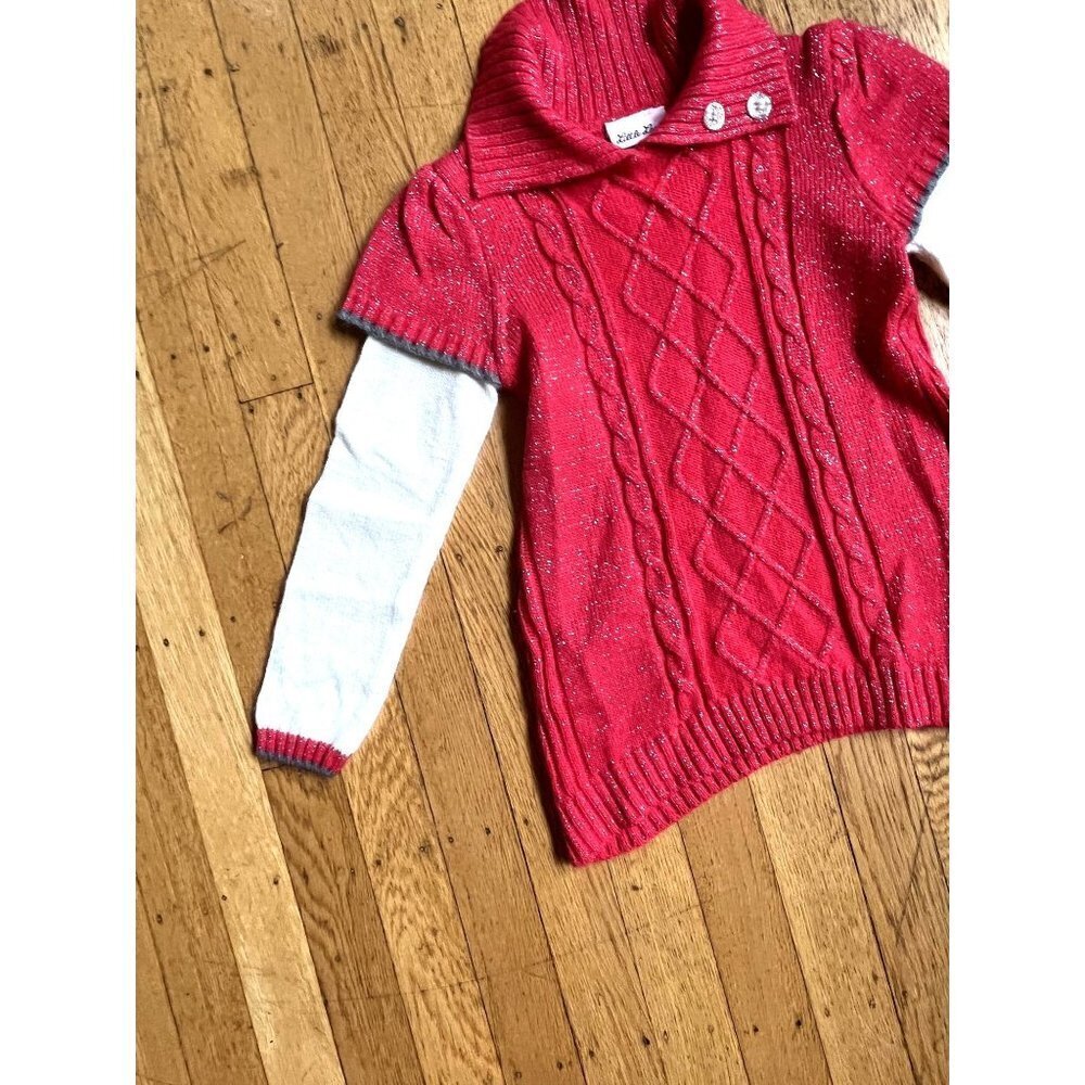 Little Lass Kids Red Sparkle Sweater 6 - Picture 7 of 9